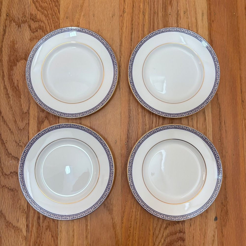 Wedgwood Palatia China Set 4 Bread Butter Plates Appetizer Greek‎ Key Excellent